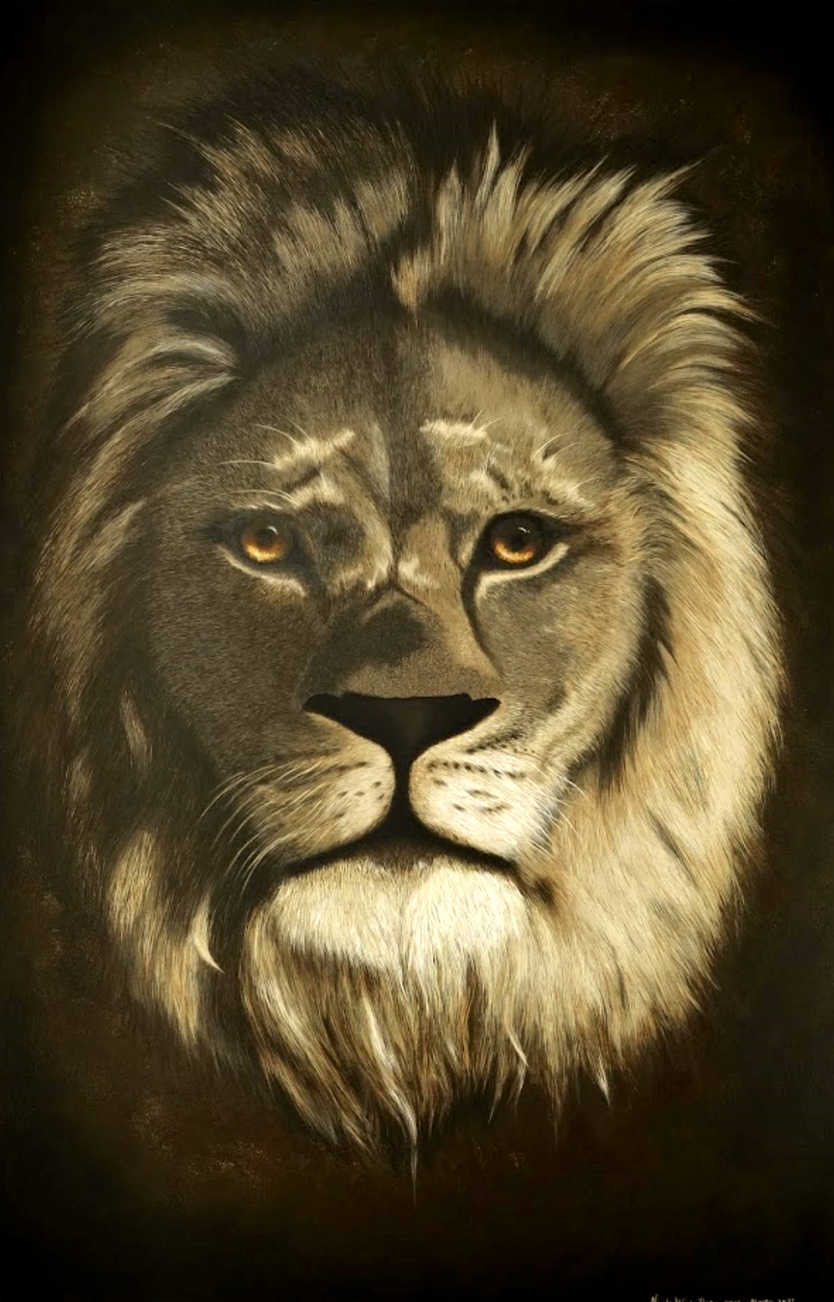 Lion portret, acrylic paint on canvas.